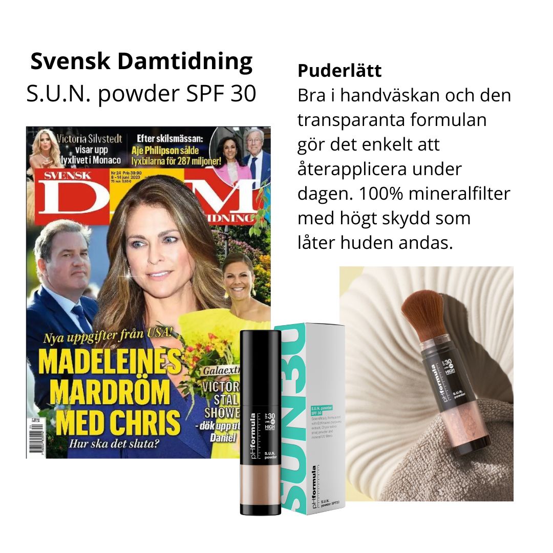 pHformula media svensk damtidning SPF powder